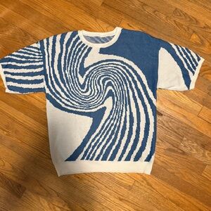 Blue and White Swirl Pattern Sweater